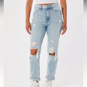 Distressed Hollister Ultra High-Rise Mom Jean